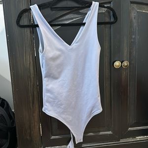 Abercrombie & Fitch Double Layer V Neck Body Suit - Dusty Blue
